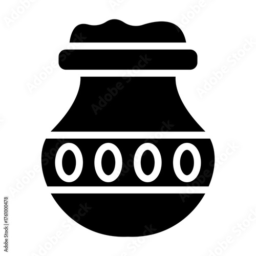 Clay Jar Vector Glyph Icon Design