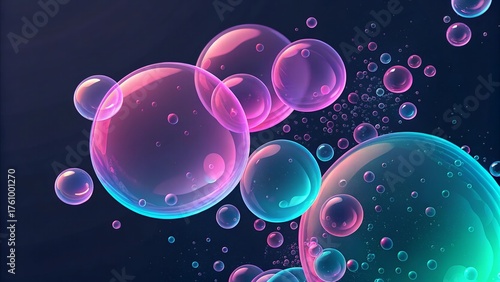 Futuristic 3D Liquid Gradient Blobs in Neon Pink and Purple, Abstract Design Render