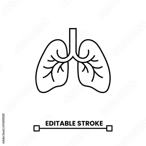 human lungs linear icon for healthcare editable stroke line icon vector illustration