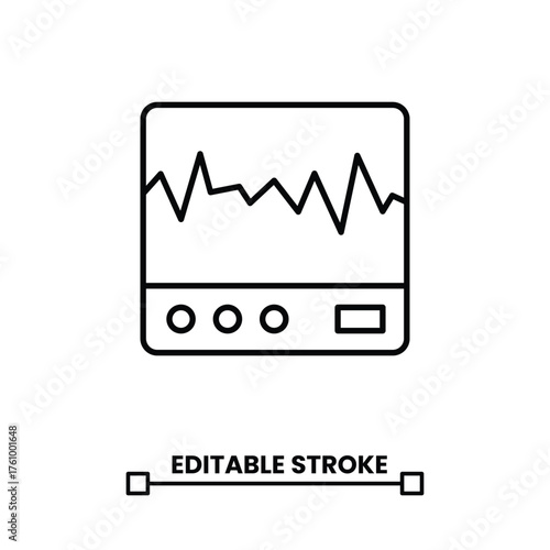  electrocardiogram machine editable stroke line icon vector illustration