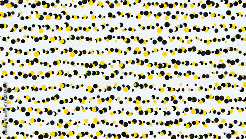 Abstract circular shapes pattern with black white and yellow colors creating a modern wallpaper