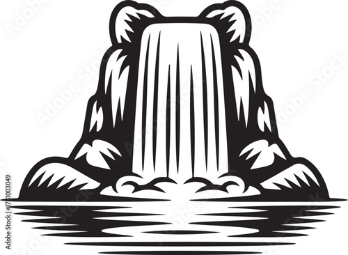 Waterfall Landscape Silhouette Vector Illustration Representing Nature and Scenic Environment Concept