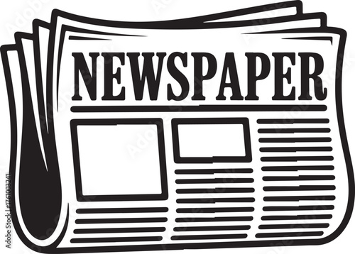 Newspaper Silhouette Vector Illustration Representing Media, Journalism, and Communication Concept