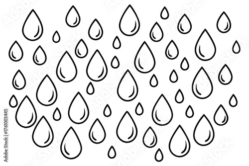 Black Raindrops Pattern - Falling Rain Drops Silhouette Vector