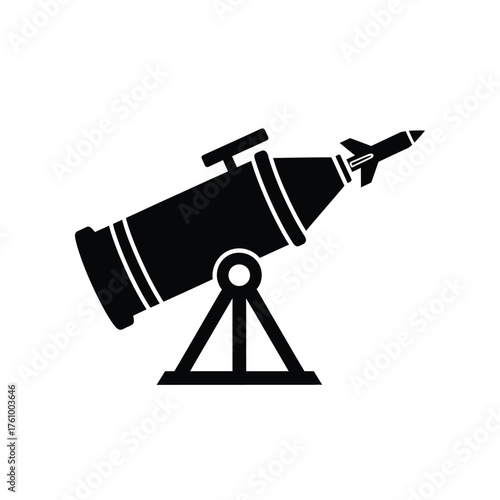 Black silhouette of a rocket launcher with a rocket