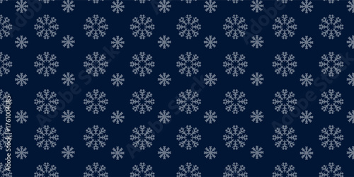 Seamless pattern with snowflakes, dark blue background. Christmas pattern. Vector illustration