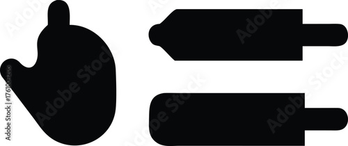 Set of simple black glyph icons representing medical instruments isolated on a white background