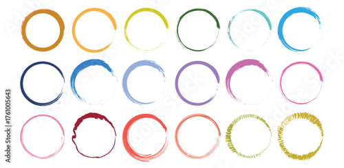 Round brush strokes multicolored brush strokes blurred frame round icons. Colorful Paint Brush Strokes Colored Grunge Stock Vector.