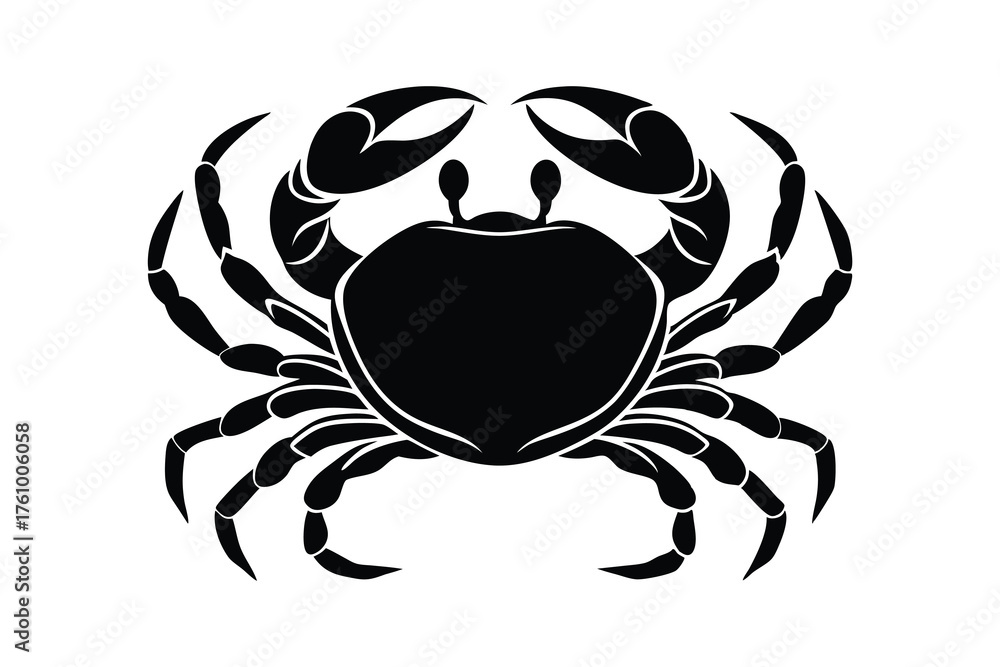 Fototapeta premium Crab vector Art Illustration | Sea Animal silhouette Drawing Design