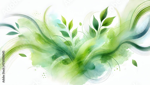 Watercolor green background with summer and spring theme.