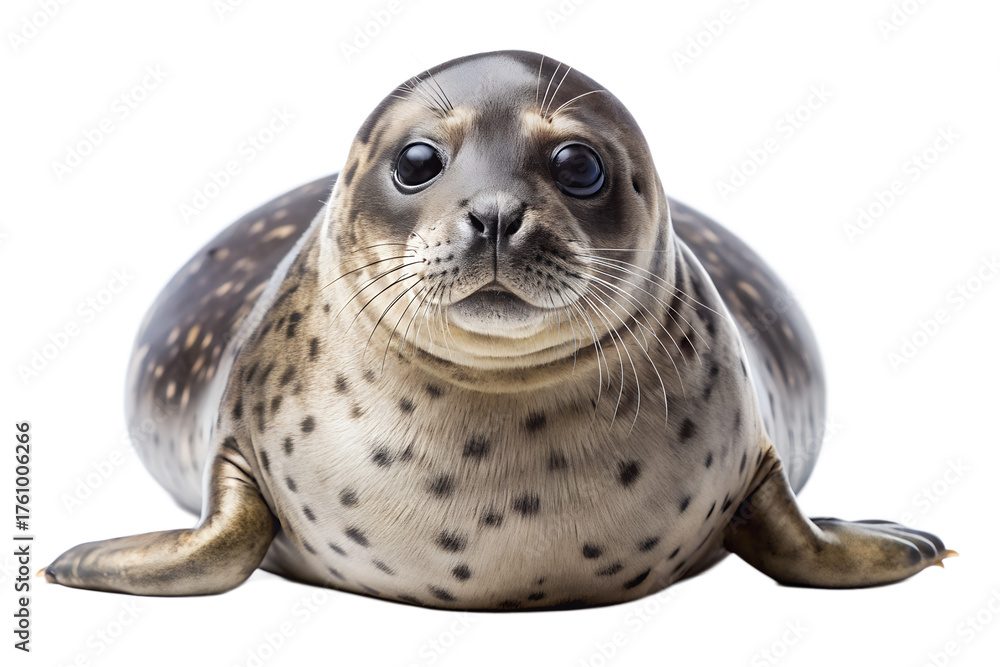 Obraz premium A cute baby seal looking directly at the camera, isolated on transparent background