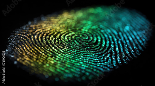 Wallpaper Mural Luminescent fingerprint on black background, close-up Torontodigital.ca