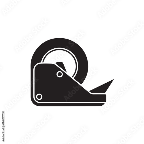 Vector art of black silhouette of a tape dispenser with a roll of tape