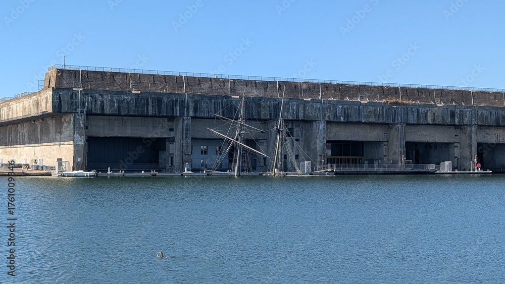 Naklejka premium World War II submarine base in Saint-Nazaire, France. 