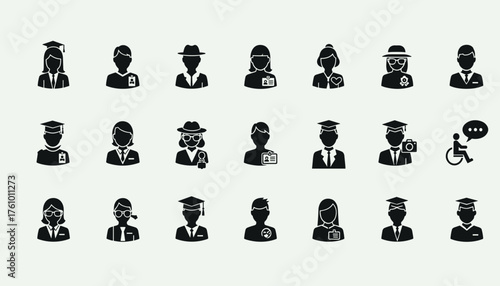 Diverse Career Icons: A Collection of Professional Avatars Representing Various Jobs 