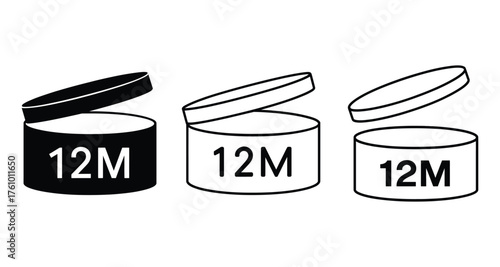Period after opening symbol for cosmetics and skincare products indicating shelf life