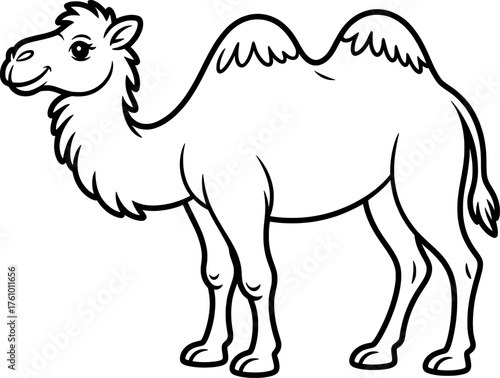 Desert Camel Coloring Page Vector Illustration for Kids Educational Animal Activity Worksheet