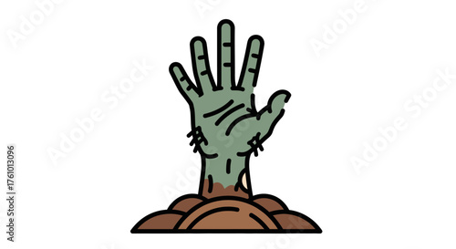 Zombie Hand Rising from the Ground Illustration.