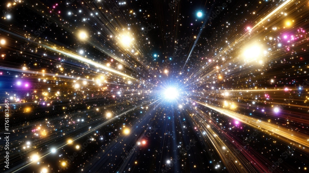 Fototapeta premium Holographic projection of data net in deep space