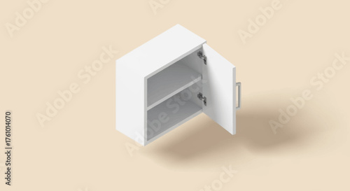 Modern Cabinet Design: A sleek, open cabinet, offering a view of its interior shelves, sits against a simple backdrop, showcasing minimalist design and functionality.