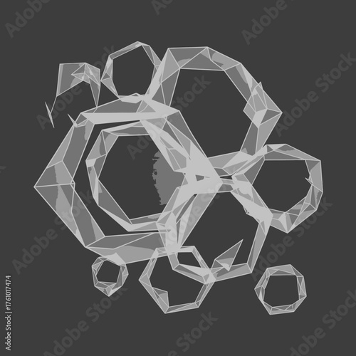 Abstract Geometric Honeycomb Low Poly Design in Muted Gray Tones