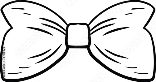 Vector art of a black and white outline of a bow tie, a versatile accessory for drawing or design projects, isolated on a