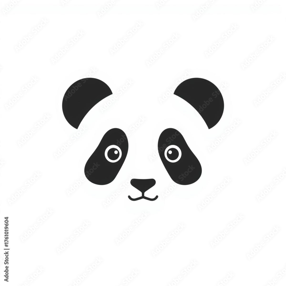 Fototapeta premium Cute Minimal Panda Face Black and White Animal