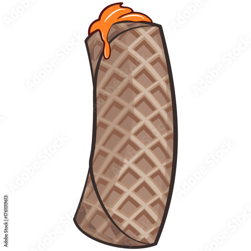 wafer roll snack cartoon vector clipart of sweet crunchy dessert food for bakery and cafe branding, work of hand drawn