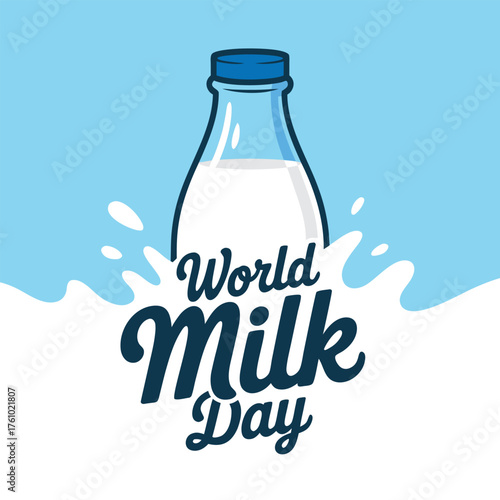 vector graphic of world milk day good for world milk day celebration. flat design. flyer design. flat illustration.