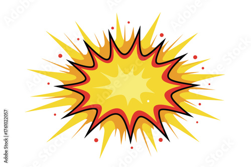 Exploding yellow starburst comic book sound effect explosion graphic
