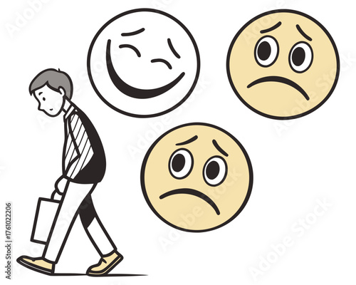 Man walking with sad mood representing depression