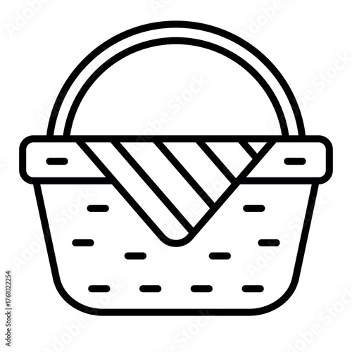 Picnic Basket Icon – Flat Vector Illustration of Outdoor Picnic Concept