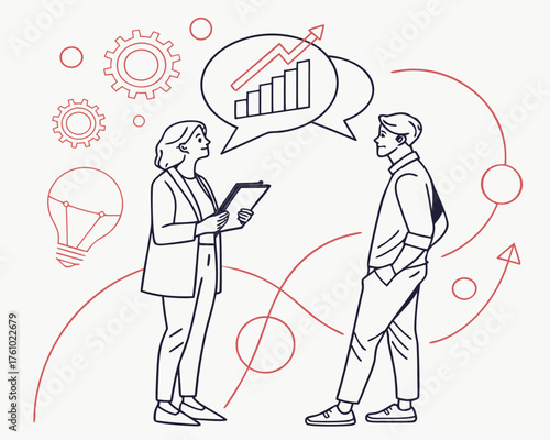 Illustration of two people discussing business growth