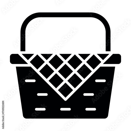 Picnic Basket Icon – Flat Vector Illustration of Outdoor Picnic Concept