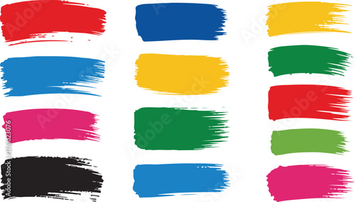 Diverse colorful paint brush strokes abstract artistic elements collection vector