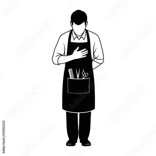 Man in apron greeting with hand on heart, representing No Shave November  