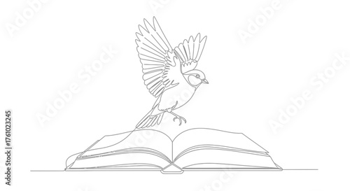 Elegant vector illustration of a bird taking flight from an open book