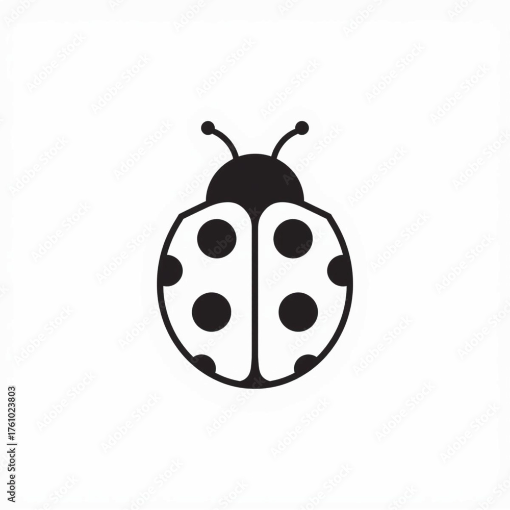 Obraz premium Cute Ladybug Minimal Insect Outline with Polka Dot Wings