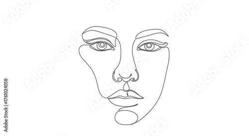 Abstract minimalist single line drawing of a woman's face vector illustration