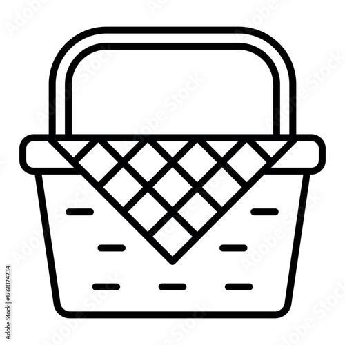 Picnic Basket Icon – Flat Vector Illustration of Outdoor Picnic Concept