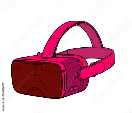 VR Headset: A close-up view of a cutting-edge VR headset, its sleek design and vibrant hue hinting at immersive experiences and future technology.
