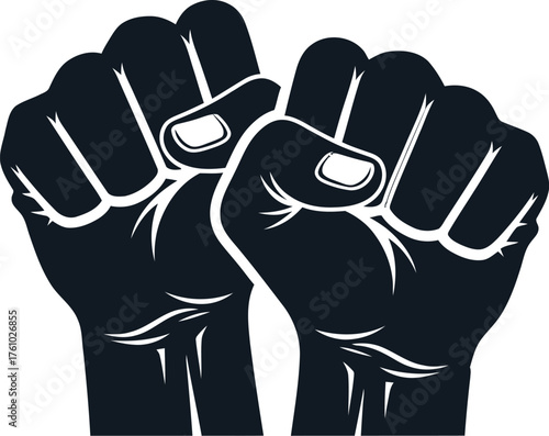 Powerful fist symbol for strength unity and social justice movements flat design vector illustration isolated on transparent background