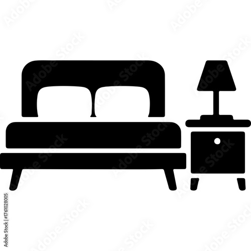 Silhouette of bed and nightstand for bedroom