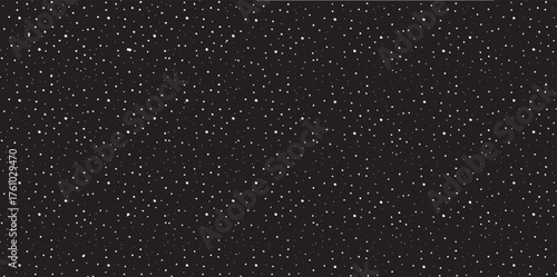 Snow, stars, twinkling lights, rain drops on black background. Abstract vector noise. Small particles of debris and dust. Distressed uneven grunge texture overlay.