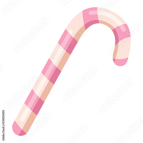 Vector Color Icon Pink and White Candy Cane