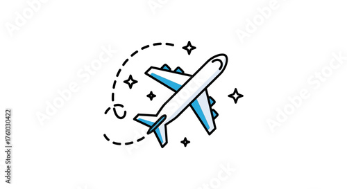 airplane travel route with stars a graphic design element ideal for flight booking websites and travel blogs conveying adventure journey and tourism