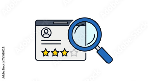 Analyzing customer feedback searching for online reviews and ratings on a digital interface evaluating product performance valuable insights for business growth.