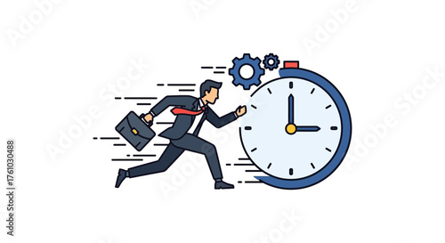 beating the clock businessman running against time to meet deadlines depicting efficiency time management and urgent tasks in corporate world