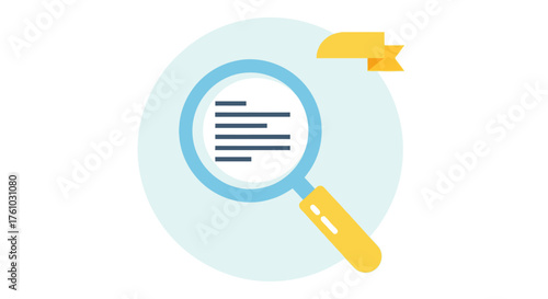 Magnifying glass over document, symbolizing research, analysis, and discovery