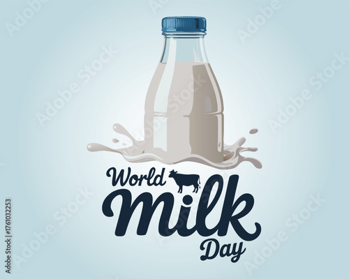 vector graphic of world milk day good for world milk day celebration. flat design. flyer design. flat illustration.
